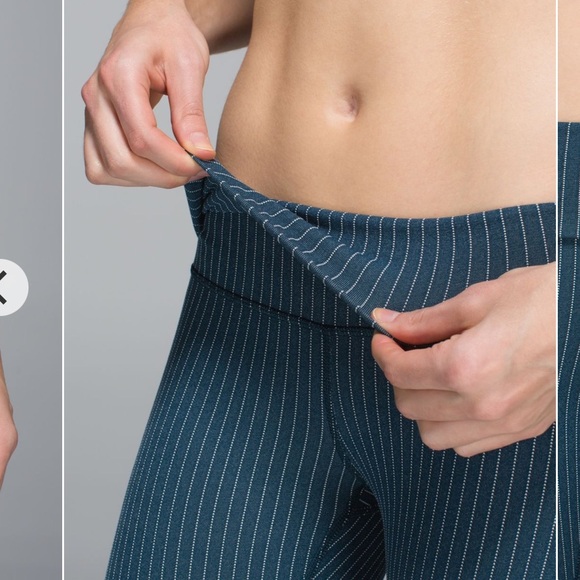 Lululemon- WunderUnder Crop II FoldOver- Conductor Pin Stripe- Sz 8- Blue & Pink - Picture 9 of 16